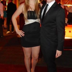 Lace cut out black mini cocktail dress